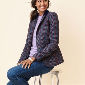 Talbots Mistletoe Plaid Shetland Wool Blazer Multicolored